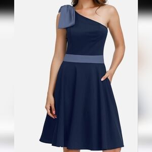 JASAMBAC Women's BowShoulder,  Pockets A-line Cocktail Party Dress NWT  Size 2XL